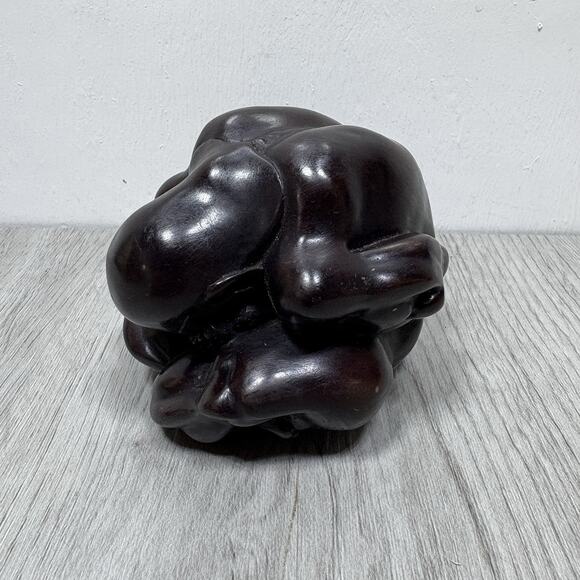 Carved Wooden Small Weeping Buddha Sculptures 3" Tall Figure Statue - Picture 2 of 7